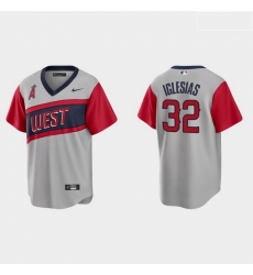 Men Los Angeles Angels 32 Raisel Iglesias Men Nike Gray 2021 Little League Classic Game MLB Jersey