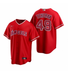 Mens Nike Los Angeles Angels 49 Julio Teheran Red Alternate Stitched Baseball Jersey