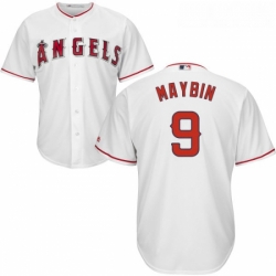 Youth Majestic Los Angeles Angels of Anaheim 9 Cameron Maybin Authentic White Home Cool Base MLB Jersey