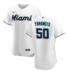 Men Miami Marlins 50 Jordan Yamamoto Men Nike White Home 2020 Flex Base Player MLB Jersey