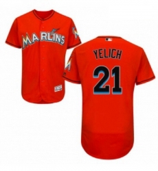 Mens Majestic Miami Marlins 21 Christian Yelich Orange Flexbase Authentic Collection MLB Jersey