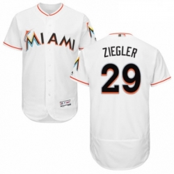 Mens Majestic Miami Marlins 29 Brad Ziegler White Home Flex Base Authentic Collection MLB Jersey