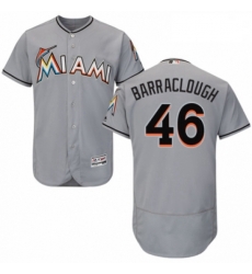 Mens Majestic Miami Marlins 46 Kyle Barraclough Grey Road Flex Base Authentic Collection MLB Jersey