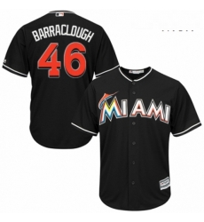 Mens Majestic Miami Marlins 46 Kyle Barraclough Replica Black Alternate 2 Cool Base MLB Jersey 