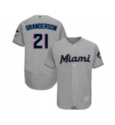 Mens Miami Marlins 21 Curtis Granderson Grey Road Flex Base Authentic Collection Baseball Jersey