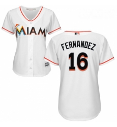 Womens Majestic Miami Marlins 16 Jose Fernandez Replica White Home Cool Base MLB Jersey