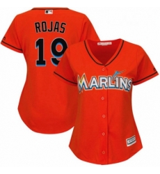 Womens Majestic Miami Marlins 19 Miguel Rojas Replica Orange Alternate 1 Cool Base MLB Jersey 