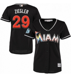 Womens Majestic Miami Marlins 29 Brad Ziegler Authentic Black Alternate 2 Cool Base MLB Jersey 