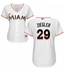 Womens Majestic Miami Marlins 29 Brad Ziegler Authentic White Home Cool Base MLB Jersey 