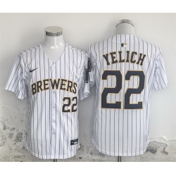 Men Milwaukee Brewers 22 Christian Yelich White Alternate Limited Stitched Jersey