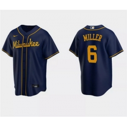 Men Milwaukee Brewers 6 Owen Miller Navy Cool Base Stitched Jersey