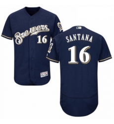 Mens Majestic Milwaukee Brewers 16 Domingo Santana White Alternate Flex Base Authentic Collection MLB Jersey