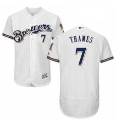 Mens Majestic Milwaukee Brewers 7 Eric Thames White Flexbase Authentic Collection MLB Jersey