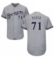 Mens Majestic Milwaukee Brewers 71 Josh Hader Grey Road Flex Base Authentic Collection MLB Jersey