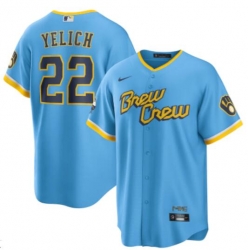 Men's Milwaukee Brewers #22 Christian Yelich 2022 City Connect Edition Jersey