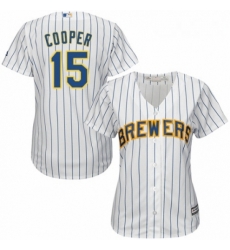 Womens Majestic Milwaukee Brewers 15 Cecil Cooper Replica White Home Cool Base MLB Jersey 