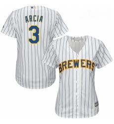 Womens Majestic Milwaukee Brewers 3 Orlando Arcia Authentic White Alternate Cool Base MLB Jersey