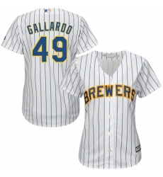 Womens Majestic Milwaukee Brewers 49 Yovani Gallardo Authentic White Alternate Cool Base MLB Jersey 