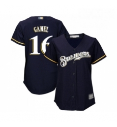 Womens Milwaukee Brewers 16 Ben Gamel Replica Navy Blue Alternate Cool Base Baseball Jersey 