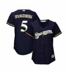 Womens Milwaukee Brewers 5 Cory Spangenberg Replica Navy Blue Alternate Cool Base Baseball Jersey 