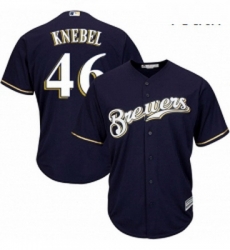 Youth Majestic Milwaukee Brewers 46 Corey Knebel Authentic Navy Blue Alternate Cool Base MLB Jersey 