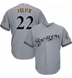 Youth Milwaukee Brewers 22 Christian Yelich Grey Cool Base Stitched MLB Jersey 