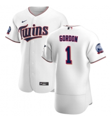 Men Minnesota Twins 1 Nick Gordon Men Nike White Home 2020 60th Season Flex Base Team MLB Jersey