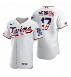 Men Minnesota Twins 17 Jose Berrios Men Nike White Fluttering USA Flag Limited Edition Flex Base MLB Jersey