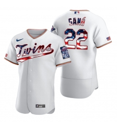 Men Minnesota Twins 22 Miguel Sano Men Nike White Fluttering USA Flag Limited Edition Flex Base MLB Jersey