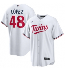 Men Minnesota Twins 48 Jorge L F3pez White Cool Base Stitched Jersey