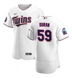 Men Minnesota Twins 59 Jhoan Duran Men Nike White Home 2020 60th Season Flex Base Team MLB Jersey