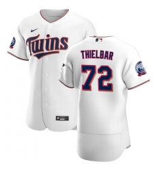 Men Minnesota Twins 72 Caleb Thielbar Men Nike White Home 2020 60th Season Flex Base Team MLB Jersey