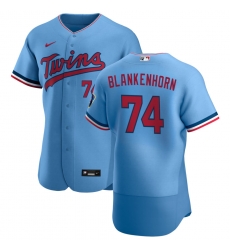 Men Minnesota Twins 74 Travis Blankenhorn Men Nike Light Blue Alternate 2020 Flex Base Team MLB Jersey