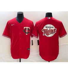 Men Minnesota Twins Red Team Big Logo Cool Base Stitched Jersey