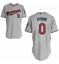 Mens Majestic Minnesota Twins 0 Erick Aybar Replica Grey Road Cool Base MLB Jersey 