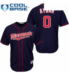 Mens Majestic Minnesota Twins 0 Erick Aybar Replica Navy Blue Alternate Road Cool Base MLB Jersey 