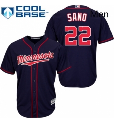 Mens Majestic Minnesota Twins 22 Miguel Sano Replica Navy Blue Alternate Road Cool Base MLB Jersey