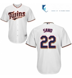 Mens Majestic Minnesota Twins 22 Miguel Sano Replica White Home Cool Base MLB Jersey