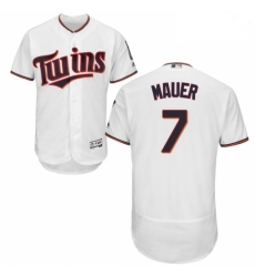 Mens Majestic Minnesota Twins 7 Joe Mauer White Home Flex Base Authentic Collection MLB Jersey