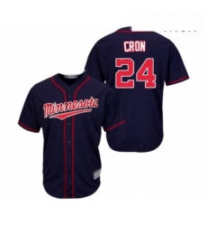 Mens Minnesota Twins 24 C J Cron Replica Navy Blue Alternate Road Cool Base Baseball Jersey 