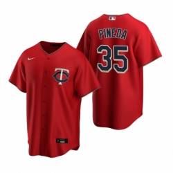 Mens Nike Minnesota Twins 35 Michael Pineda Red Alternate Stitched Baseball Jersey