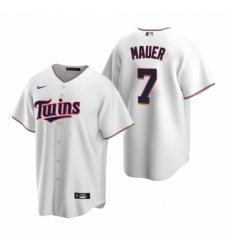 Mens Nike Minnesota Twins 7 Joe Mauer White Home Stitched Baseball Jerse