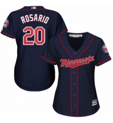 Womens Majestic Minnesota Twins 20 Eddie Rosario Replica Navy Blue Alternate Road Cool Base MLB Jersey 