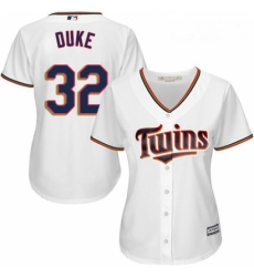 Womens Majestic Minnesota Twins 32 Zach Duke Authentic White Home Cool Base MLB Jersey 