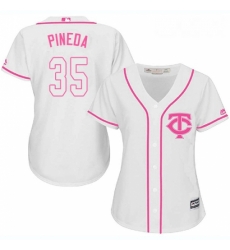 Womens Majestic Minnesota Twins 35 Michael Pineda Replica White Fashion Cool Base MLB Jersey 