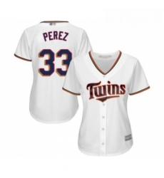 Womens Minnesota Twins 33 Martin Perez Replica White Home Cool Base Baseball Jersey 