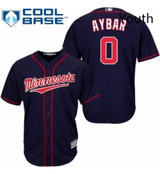 Youth Majestic Minnesota Twins 0 Erick Aybar Authentic Navy Blue Alternate Road Cool Base MLB Jersey 