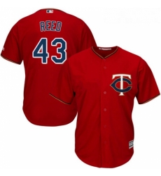 Youth Majestic Minnesota Twins 43 Addison Reed Replica Scarlet Alternate Cool Base MLB Jersey 