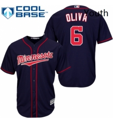 Youth Majestic Minnesota Twins 6 Tony Oliva Replica Navy Blue Alternate Road Cool Base MLB Jersey