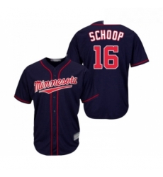 Youth Minnesota Twins 16 Jonathan Schoop Replica Navy Blue Alternate Road Cool Base Baseball Jersey 